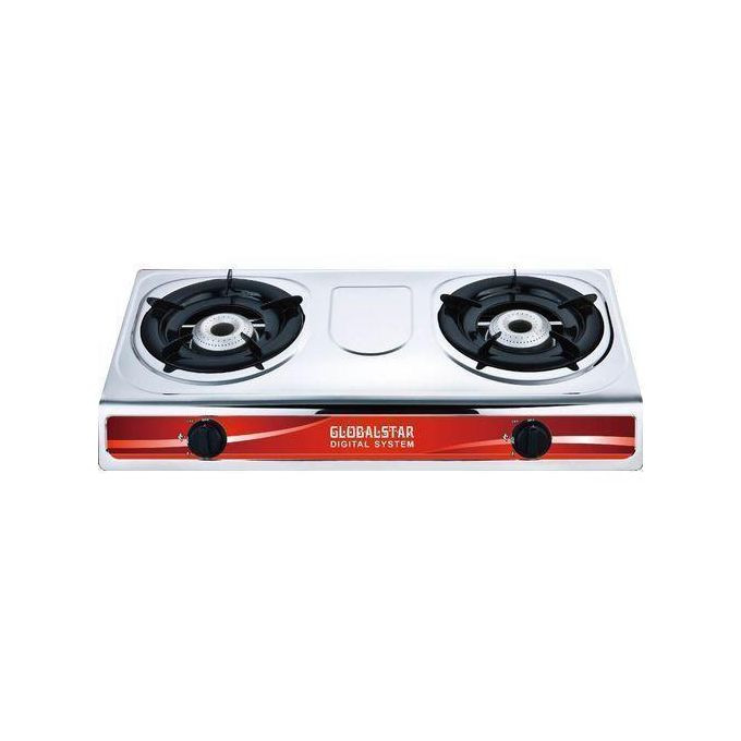 2 Burners Stainless Steel Cooking Gas Stove With Automatic Ignition-Silver