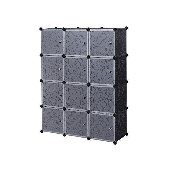 Elegant Plastic Wardrobe Not Assembled - Black