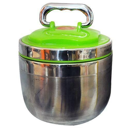 Double Wall Insulated Portable Pot Food Flask - Stainless Steel
