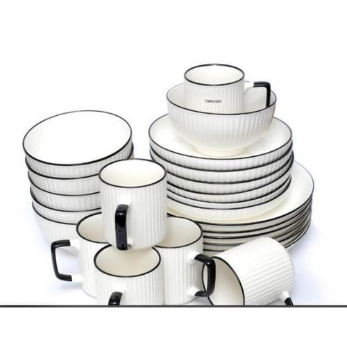 24pcs Ceramic Dinner Set - White And Black