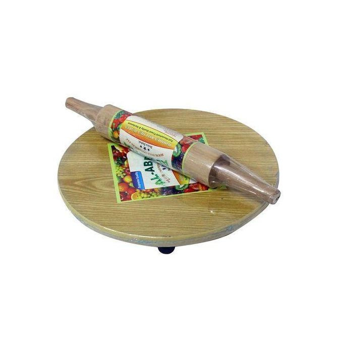 Other Wooden Chapati Rolling Board With Rolling Pin - Brown