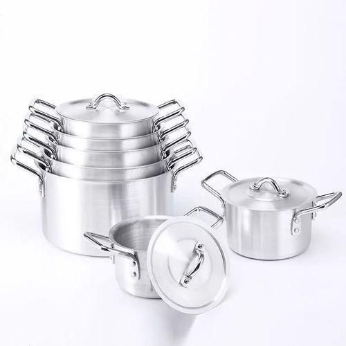Aluminium Cooking Pots/Saucepan Set, 7pcs-Silver