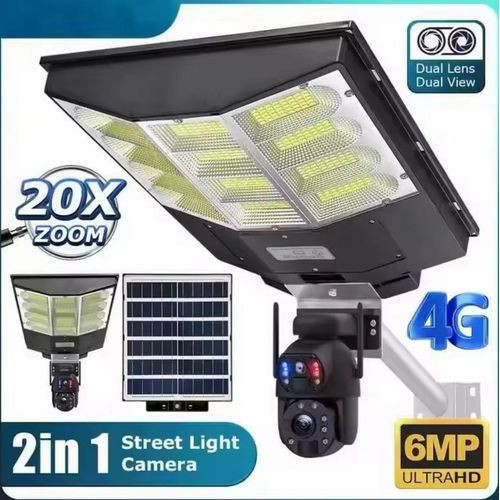 2in1 Solar Street Light including 24W solar light and 20x zoom 6M 6W 4G network solar PTZ CCTV Camera No reviews yet certified - Black