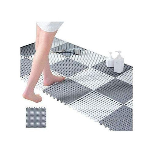 4Pcs Interlocking Non Slip Bathroom Floor Tiles Rubber Mat For Toilet Kitchen Swimming Pool Balcony Pet (30x30cm) - Multi-colours.