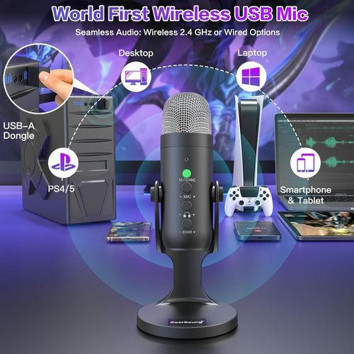 USB Mic for iPhone PC iPad Android Phone-Corded Condenser Desktop Microphones with Mute Echo Monitor Volume Gain for Podcast,ASMR,Gaming,YouTube Video