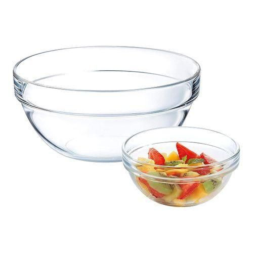 2 Pieces Quality Glass Clear Fruit Salad Bowls-Transparent