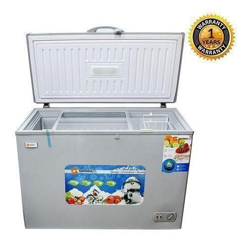Sayona Chest Deep Freezer 400 LITERS With High Efficiency Compressor-Silver/Grey