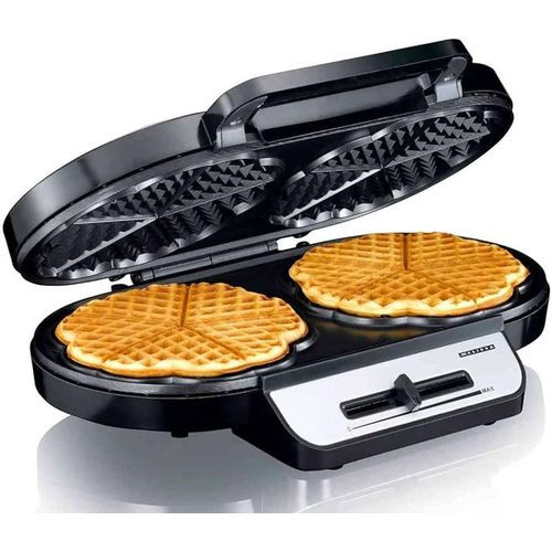 Electric Waffle Maker Machine For Making Breakfast Snacks-Silver/Black