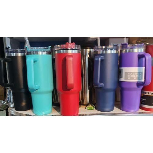 Genetic Vacuum insulated mugs with straws and Handle 1200mls - multicolor