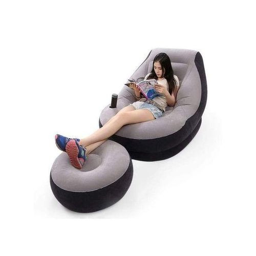 Intex Inflatable Flocking Air Chair With Footrest..