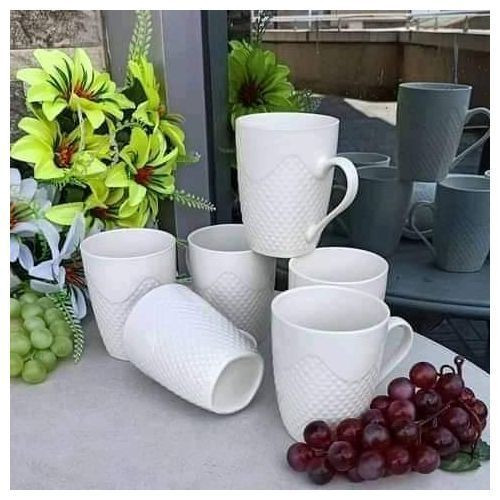 6 Pieces Quality Ceramic Cups-White