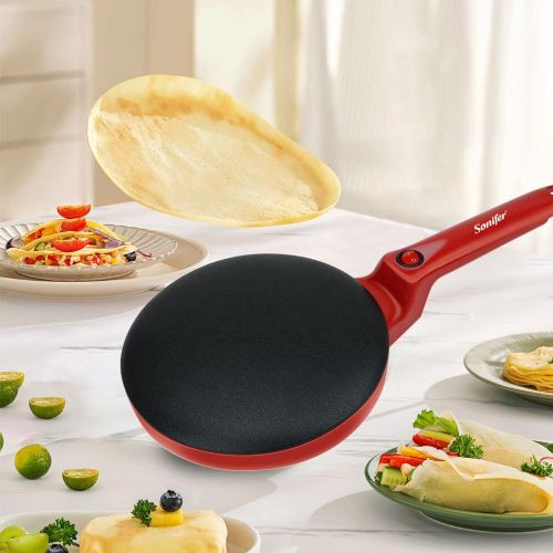 Sonifer SF-3055 Non-stick Coating Hot Plate Electric Automatic Handheld Crepe & Chapati Maker - Multicolor