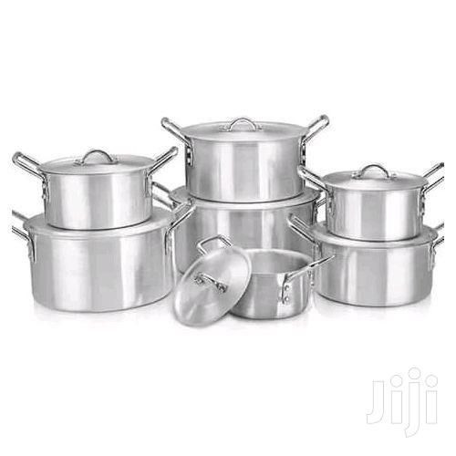 7pcs - Multipurpose Aluminium Cooking Saucepans/ Serving dishes - silver