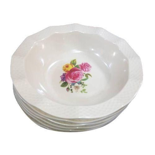 6 Pieces Melamine Bowl Soup Plates/Flower Varies-Cream