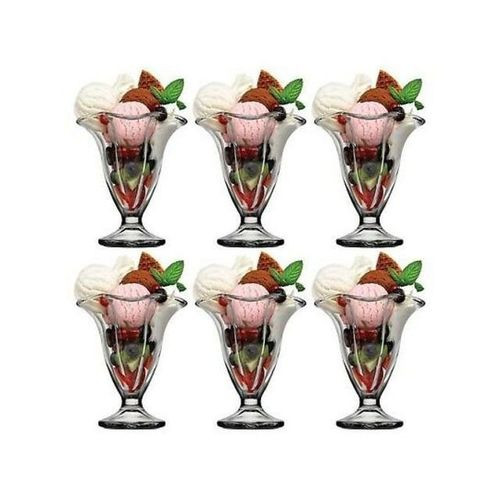 Sundabest 6 Pieces Of Flower Ice Cream Glasses Cups, Dessert Bowls-Colorless.