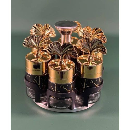 6 Pieces Set Of Rotating Storage Tins For Spices Sugar Salt On A Rack-Multicolours