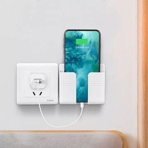 Wall-Mounted Mobile Phone Charging Holder Storage Organizer Box, White..