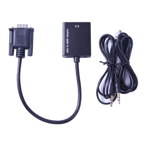 Vga Male To Hdmi Female With Audio Converter - Black