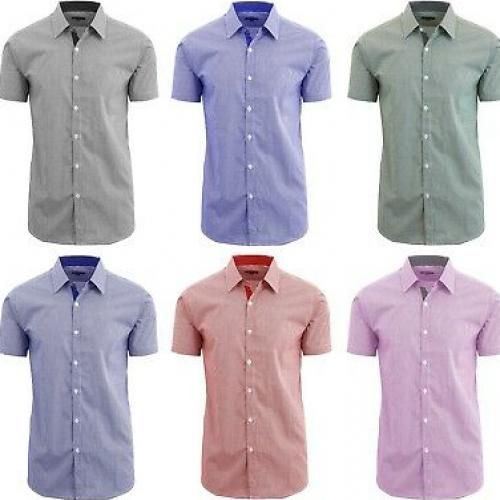 Men Cotton Short Sleeves Shirts, 5 Pieces - Multicolor(S)