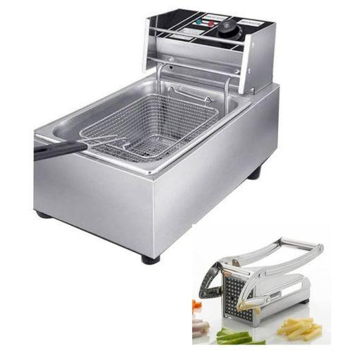 Electric Deep fryer 6 Liters + Free Potato Chipper or Cutter - Silver