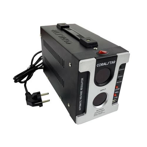 500W Automatic Voltage Protector - Stabilizer and Step Down - With USB Port Charger- Black