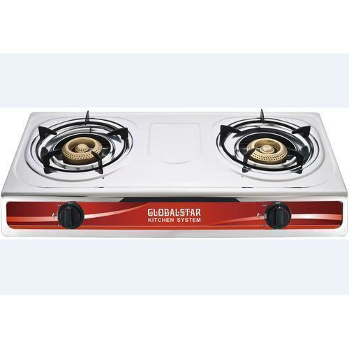 Global Star Double Burners Gas Stove Stainless Steel - Silver.