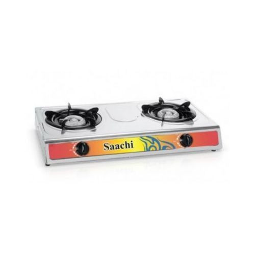 Saachi Double Burner Gas Stove With Auto Ignition -Silver