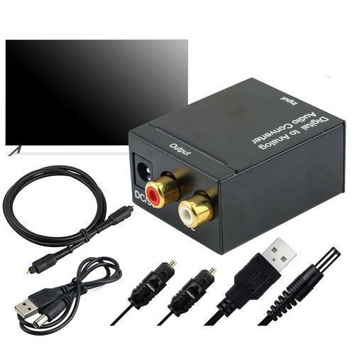 Digital To Analogue Audio Converter Optical 2 Aux-Black