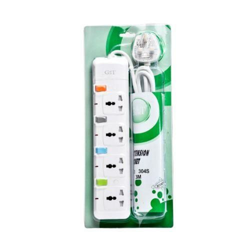 G & T 3m Extension Cable- Good Quality - 4 Sockets, Durable & Safe- White