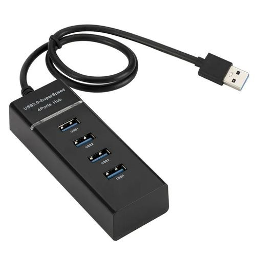 4-in-1 USB Hub 3.0 - Expand Your Connectivity Options - Black