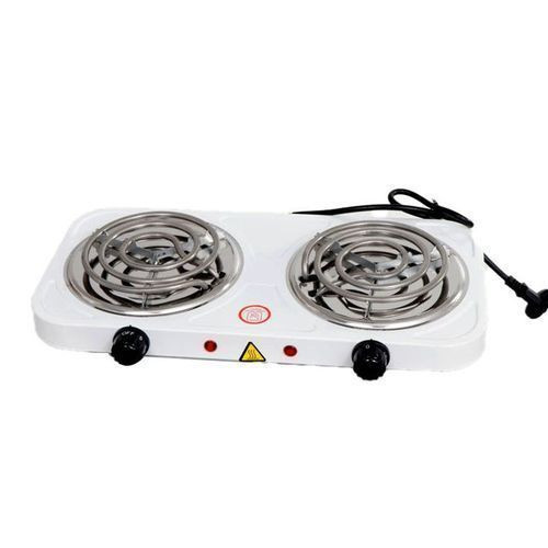 Double Burner Electric Coil Hot Plate - White