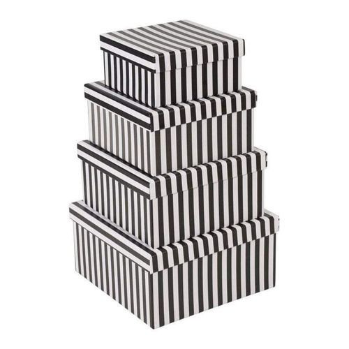 Set of 4 Gift Boxes, Black, White