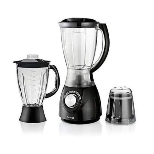 Saachi Blender 3 In 1 Glass And Plastic Jar 1.6 Litres -Black,,