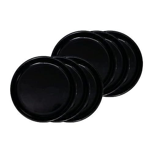 6 Dinner Ceramic Plates For Serving Food-Black