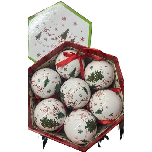 Christmas The "God Jul" Ceramic Ornament Set Red