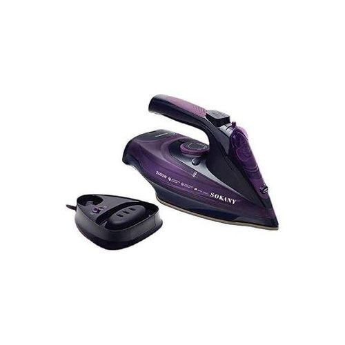 Sokany Cordless Steam Iron Steam Wireless Steam Iron 2400 Watt 370 Ml Water Tank Cordless Steam Iron With Base Station Ceramic Iron Sole - Purple,Green