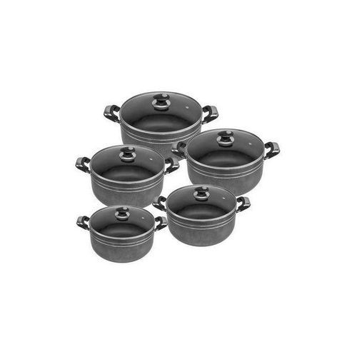 Tornado Aluminium Non-Stick Cooking Pots - 5Pcs - Black