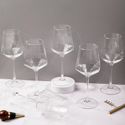 6 Pieces Elegant Crystal Tall Wine Glasses-Transparent