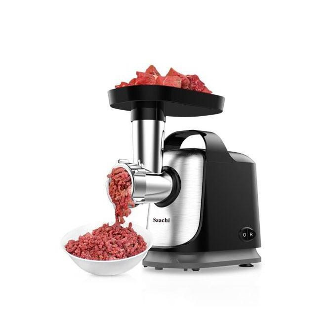 Saachi Powerful Meat Grinder With Very Sharp Stainless Steel Blades-Silver/Black