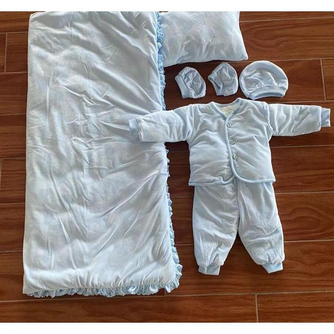 6 In 1 Baby Shawl Receiver Set With Baby Clothes And Shoes