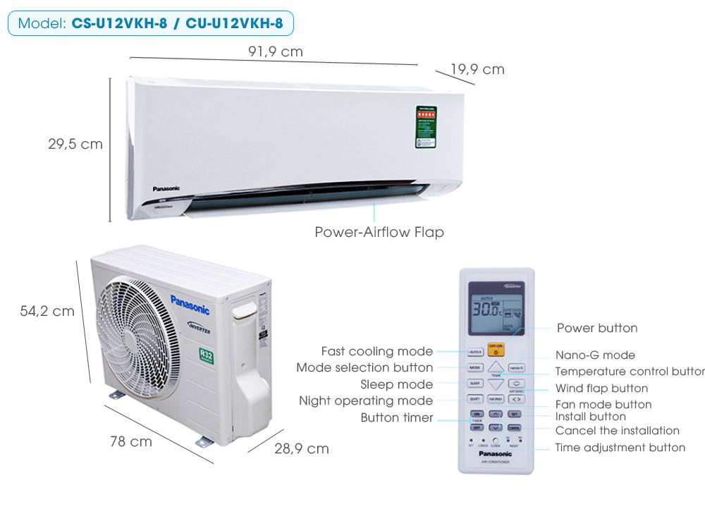 Panasonic air conditioner CSUS24ZKD4 24000 BTU R410- China + 3Mtr pipe-INVERTER COMPRESSOR