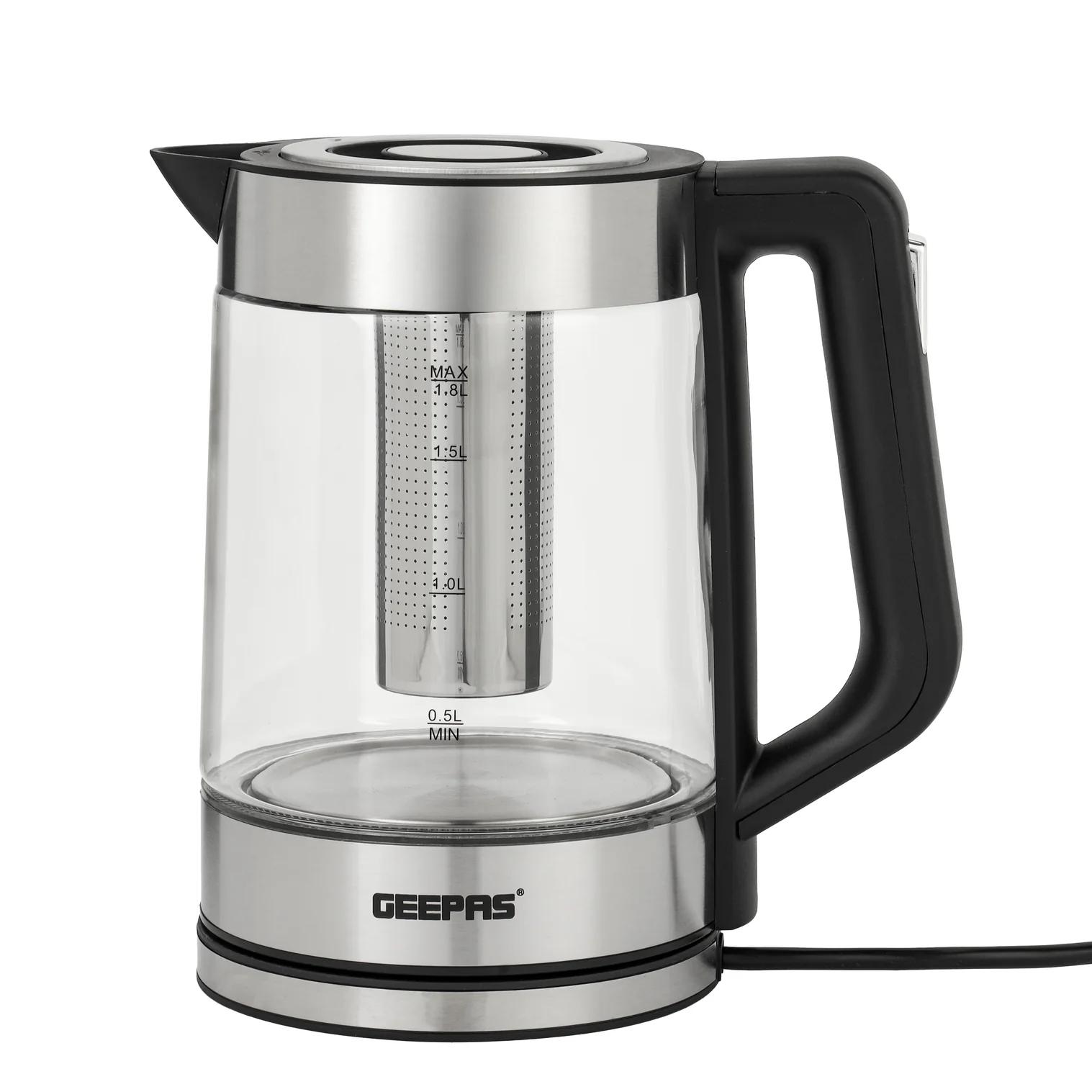 Geepas GK 38049 Glass kettle SS Filter for green tea 1.8l