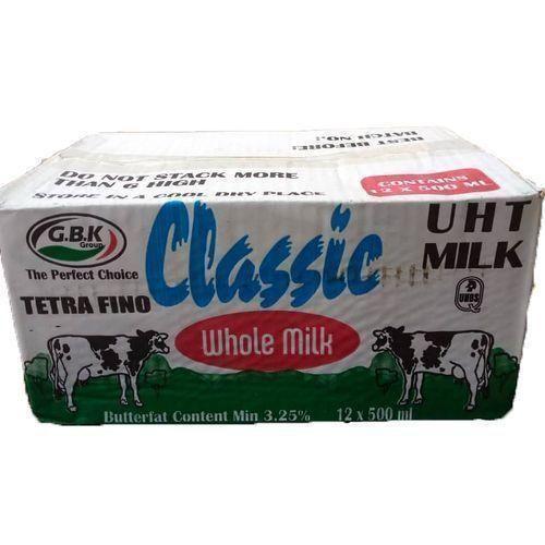 Classic UHT Long Life Full Cream Milk – 500ml - 12 Pack– Nutrient-Rich & Shelf-Stable – No Refrigeration Required Until Opened