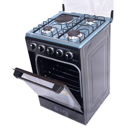 SPJ 3 Gas Burner with 1 Electric 50X50 Standing Gas Cooker - Black (3YRS WRNTY).