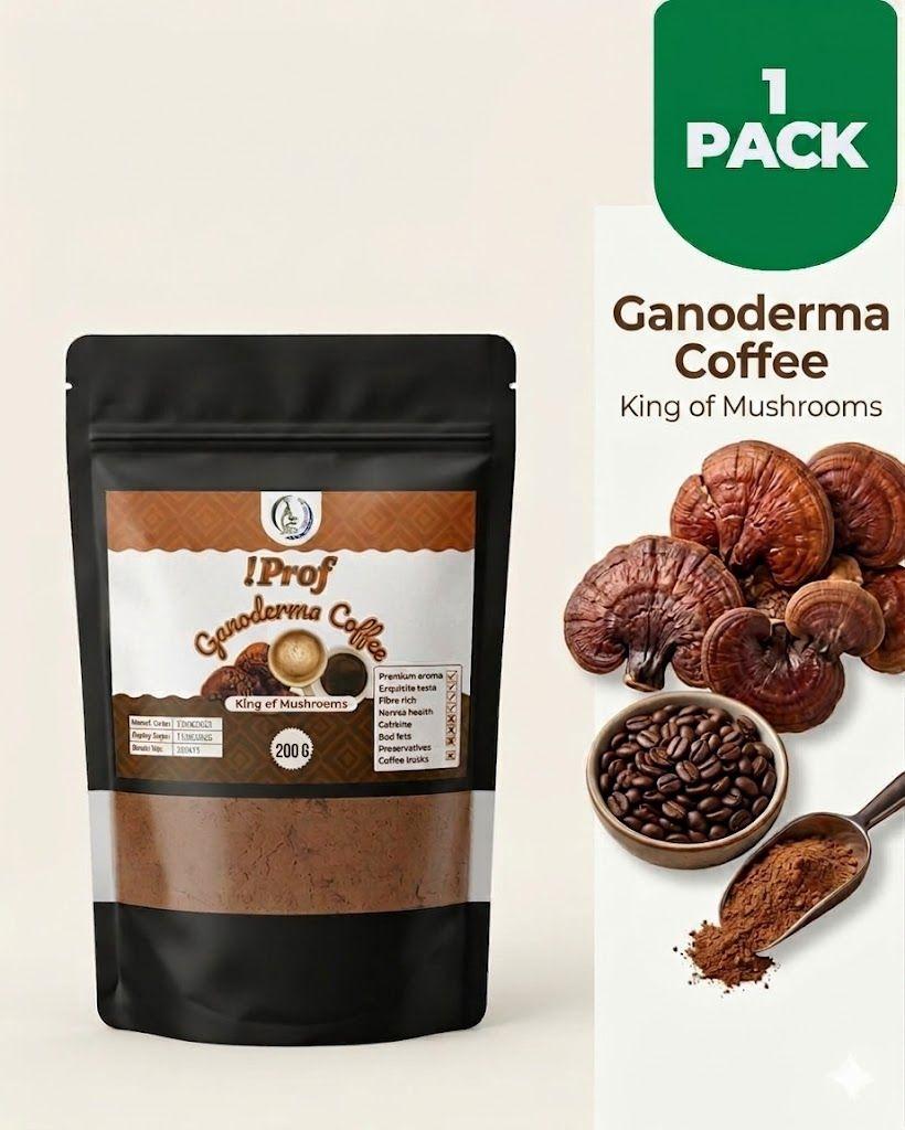 Prof Ganoderma Coffee 200g - Premium Reishi Mushroom Decaf Coffee Blend - King of Mushrooms Herbal Drink for Immune Support, Nerve Health, Focus & Vitality – Caffeine-Free & Non-GMO