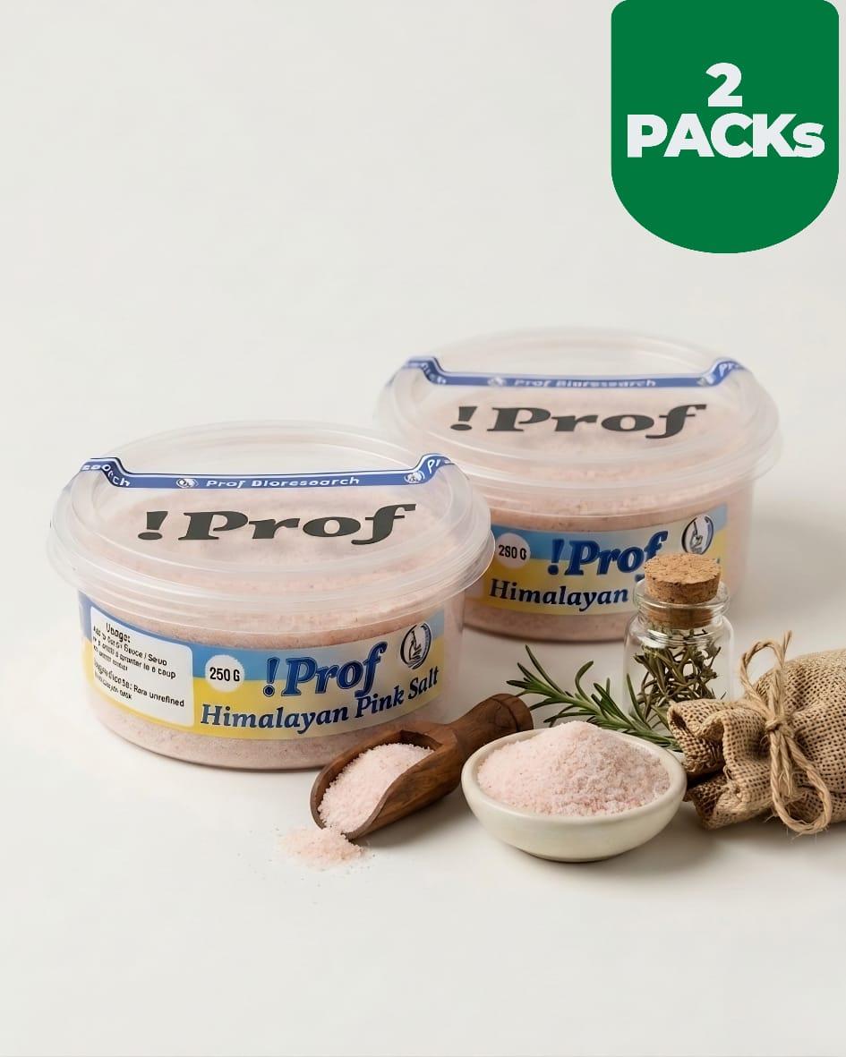Prof Himalayan Pink Salt 250g Two Packs – 100% Pure, Unrefined & Mineral-Rich Natural Sea Salt | Ideal for Cooking, Seasoning, Detox Baths & Skincare | Vegan, Non-GMO & Additive-Free