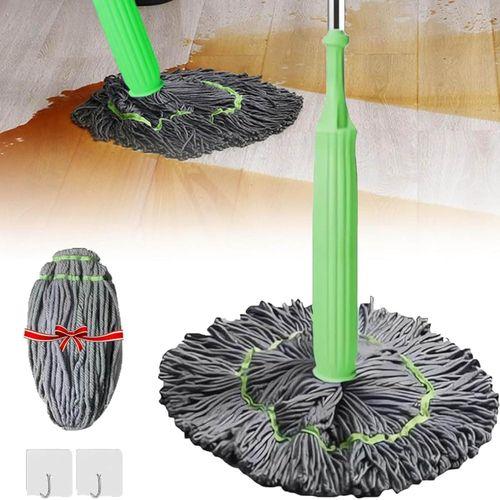 2-in-1 Self-Wringing Dehydrated Mop – 360° Spin Bamboo Fiber Head – Wet & Dry Dual Use
