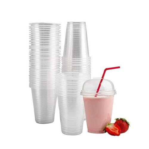 50pcs of Disposable Plastic cups and Lids. - 500ml