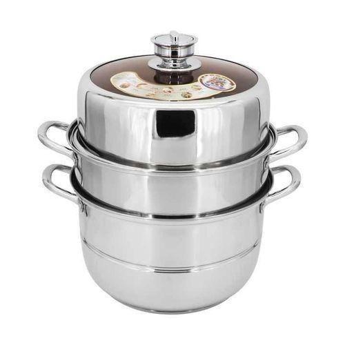 30CM Stainless Steel Food Steamer With A Timer- Color-Silver