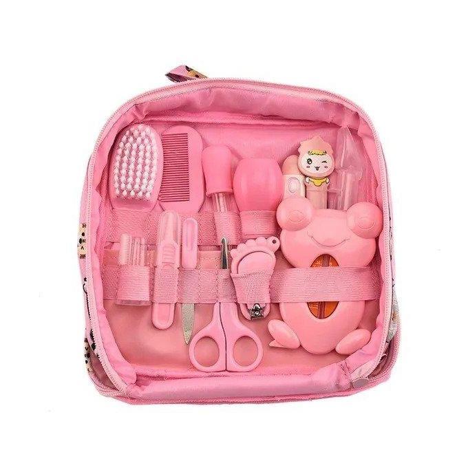 13 PCS Baby Healthcare and Grooming Kit including Thermometer, Feeder, Nasal Aspirator, Finger, Toothbrush Newborn Manicure Set Infant Nail etc... - Pink